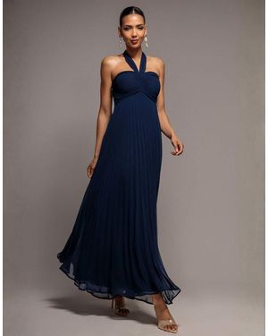Goddiva Sleeveless Pleated Chiffon Multiway Scarf Maxi Dress - Blue