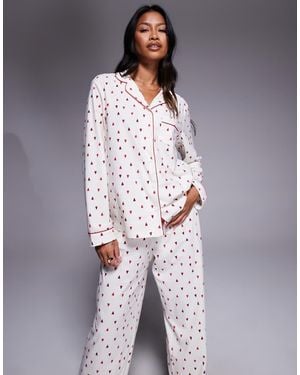 Boux Avenue Fleece Long Sleeve Top & Trousers Pj Set - Purple