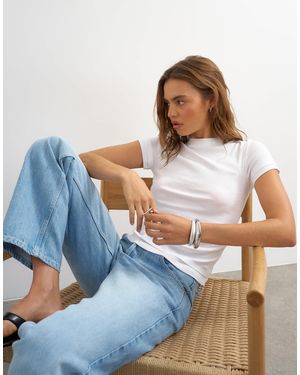 TOPSHOP – mehrlagiges, tailliertes t-shirt - Blau