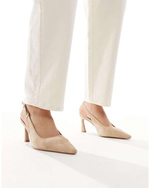Glamorous Pointed Slingback Heeled Court Shoes - White