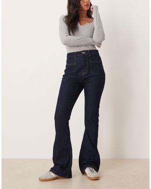 ASOS Super High Waist Flare Jean With Comfort Stretch - Blue