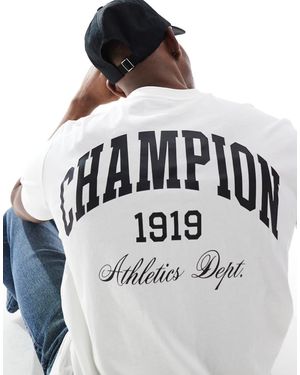 Champion T-Shirt College Bianca Con Stampa Sul Retro - Grigio