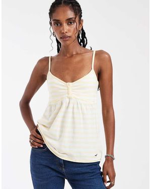 Hollister Canottiera Babydoll Gialla A Righe - Bianco