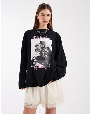 ASOS Long Sleeve T-Shirt With Bloom Graphic - Black
