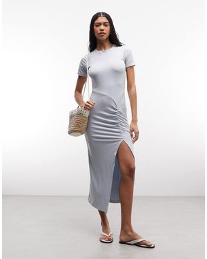 Barbour Vestido Midi Pálido Fruncido Danica De - Blanco