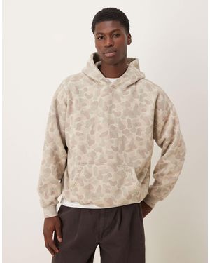 Abercrombie & Fitch Essential - sweat à capuche avec poche devant - crème camouflage - Neutre