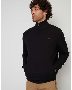 Threadbare Quarter Zip Sweatshirt - Black