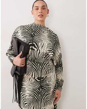 ASOS Asos Design Curve Batwing Zebra Maxi Dress - Grey