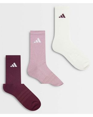adidas Originals Adidas Training Essentials Calcetines De Caña Media En Blanco, Rosa Y Pack De 3-Rojo