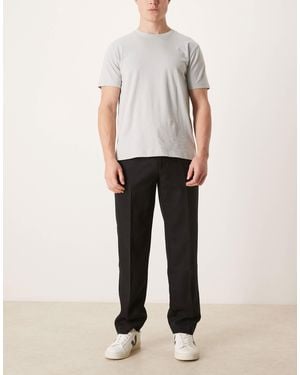 ASOS Straight Leg Wool Blend Dress Pants - Black