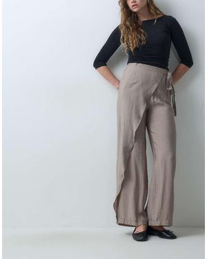 Mango Teen Broek Met Rechte Pijpen En Striksluiting Opzij - Grijs