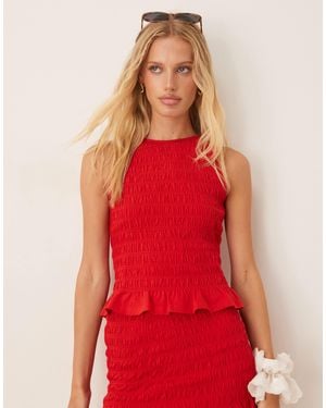 ASOS – gesmoktes oberteil - Rot