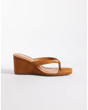 Public Desire Luisa Toe Thong Wedge Sandals - Brown