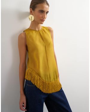 TOPSHOP Premium Organza Beaded Hem Top - Blue