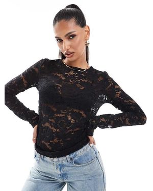 In The Style Exclusive Lace Long Sleeve Top - Black