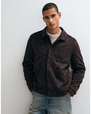 Threadbare Jack Van Imitatiesuède Met Knoopsluiting En Kraag - Blauw