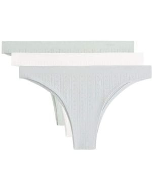 Oysho 3 Seamless Soft-touch Openwork Brazilian Briefs - White