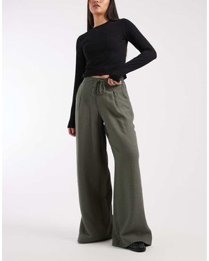 ASOS Soft Textured Wide Leg Trousers - Multicolour