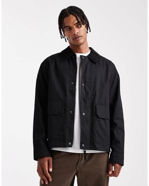 Jack & Jones Worker Jacket With Corduroy Collar - Black