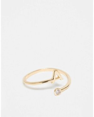 ASOS Wikkelring Met Zirkonia En Letter 'A' - Naturel