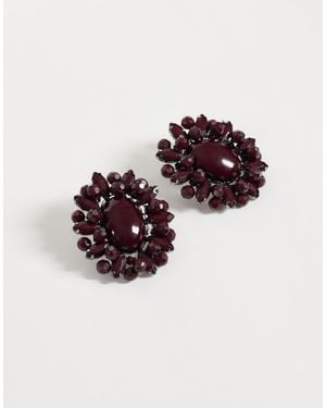 ASOS Boucles d'oreilles puces à motif floral ornées - Rouge