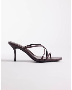 SIMMI Sandalias Marrón Chocolate Estilo Mules De Tacón Con Diseño De Tiras Elena De Simmi London