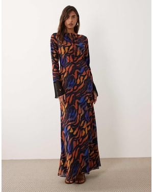 DASKA Chiffon Tie Detail Maxi Dress - Brown