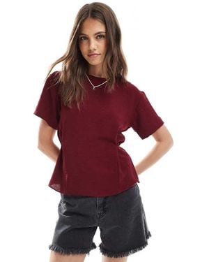 ASOS Tie Back Cinch Detail Woven Tee - Red