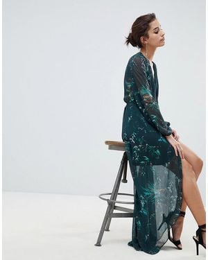 Hope & Ivy Hope & Ivy Long Sleeve Wrap Dress - Green