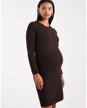Mama.licious Mamalicious Maternity Knitted Rib Tie Waist Mini Dress - Red