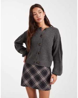 Vero Moda Cárdigan Gris Con Cuello Redondo De Canalé Grueso De