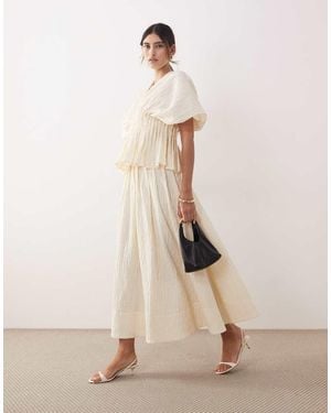 ARRANGE Crinkle Texture Maxi Skirt Co Ord - Natural