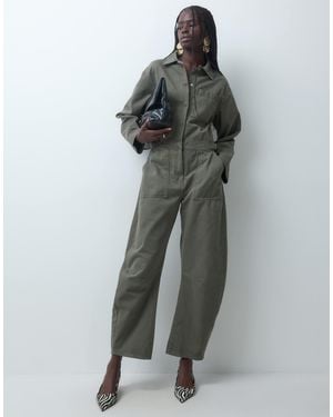 ASOS Denim Horn Leg Jumpsuit - White