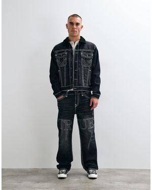TRUE RELIGION Embossed Logo Fit Bobby Flap Pocket Jeans Co-ord - Blue
