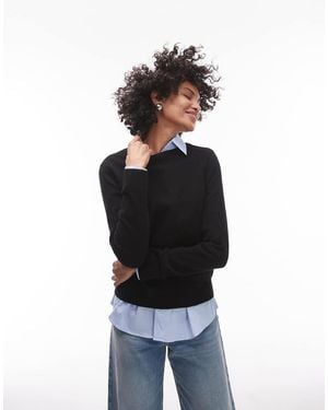 Mango Jersey Con Cuello Redondo De Cachemir De - Blanco