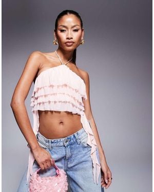 AFRM Halter Neck Ruffle Top - Blue