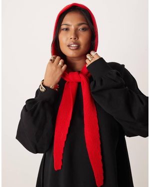 ASOS Bufanda Roja Con Capucha Con Diseño Anudado De Punto De Lana De - Rojo