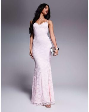 Wanderdoll Leah Structured Cami Lace Fishtail Maxi Dress - Purple