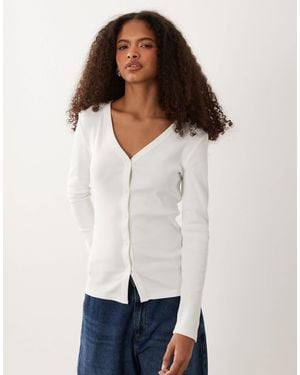 Calvin Klein – langärmliges, geripptes oberteil - Weiß