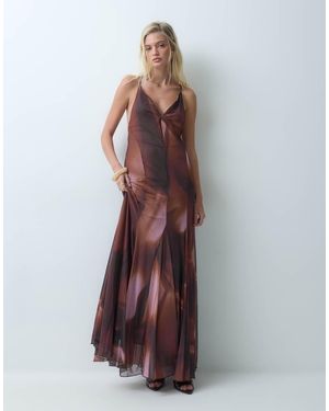 ASOS Mesh Plunge Maxi Dress - Multicolour
