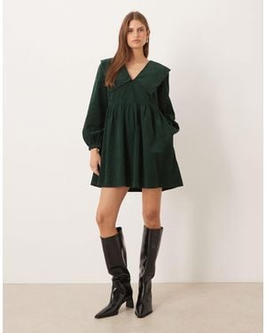 Nobody's Child Cassis Cord Mini Smock Dress - Green