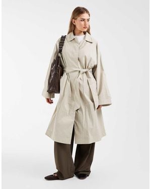 & Other Stories Cotton Maxi Car Coat With Belt - Natural