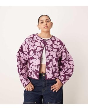 ASOS Asos Design Curve Quilted Jacket With All Over Floral Print - Red