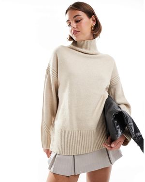 New Look Oversized Stand Neck Jumper - Natural