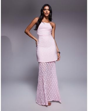 ASOS High Neck Peplum Maxi Dress With Bodice And Lace Skirt - Purple