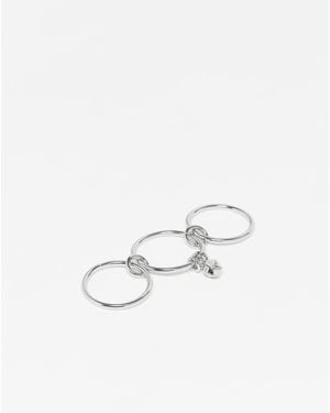 ASOS 3 Link Ring With Faux Sparkly Crystal Detail - White