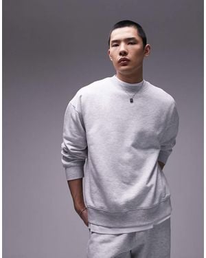 TOPMAN Felpa Girocollo Oversize Chiaro Mélange - Grigio