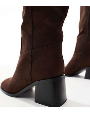 schuh Botas Por La Rodilla Marrones De Antelina Dot De Wide Fit - Marrón