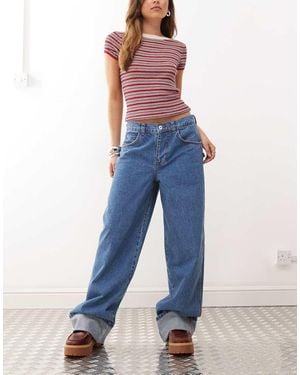 Collusion X002 baggy Jeans With Turn Up Hem - Blue