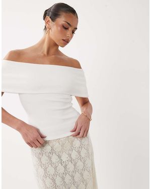 ASOS Compact Cotton Bardot Top - White